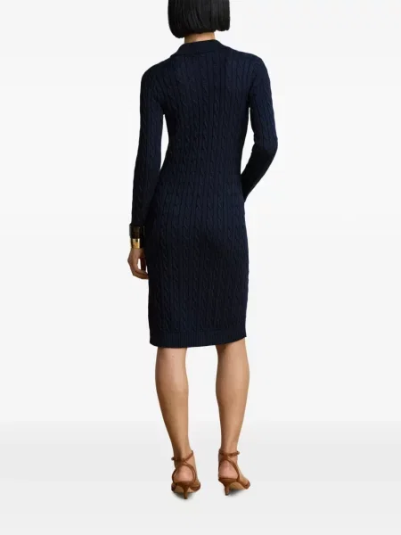 Πλεκτή με κολάρο μίντι φόρεμα Lauren Ralph Lauren μπλε