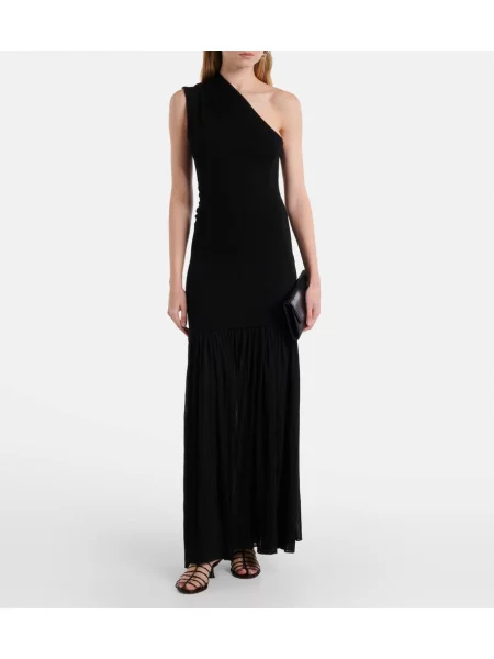 Rochie maxi Proenza Schouler din șifon cu un umăr gol de costum negru
