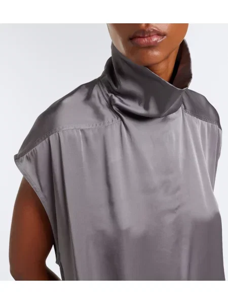 Rochie Rick Owens cu volane din jerseu gri