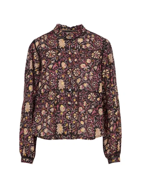 Cămașă Maison Hotel cu model floral cu imagine negru