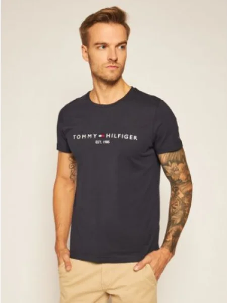Tommy Hilfiger Póló Core Logo Tee Sötétkék kék