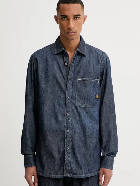 G-Star cămașă jeans cu guler clasic regular albastru