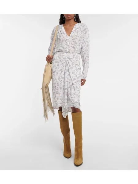 Rochie midi Marant Etoile din jerseu până la genunchi de costum alb