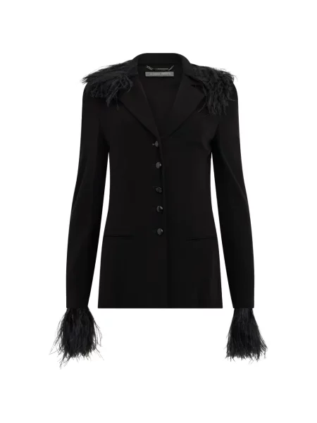 Sacou Alberta Ferretti cu pene cu rever negru