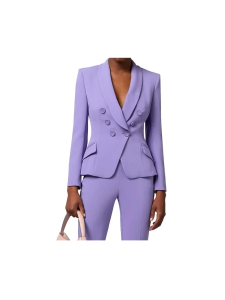 Marynarka Elisabetta Franchi z krepy dwurzędowa fioletowa