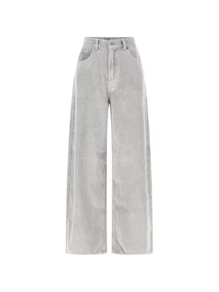 Pantaloni palazzo True Avenue de catifea cord gri