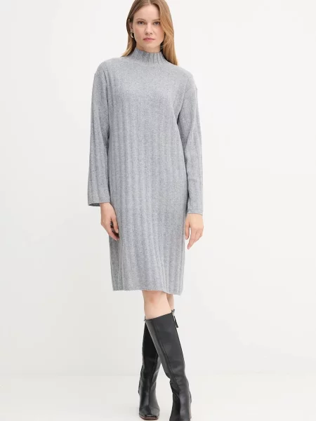 Barbour sukienka z wełną SOPHIA mini oversize szary