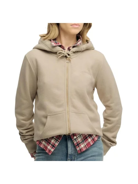 Bluza z kapturem zapinana na Superdry Essential Logo Hb beżowa