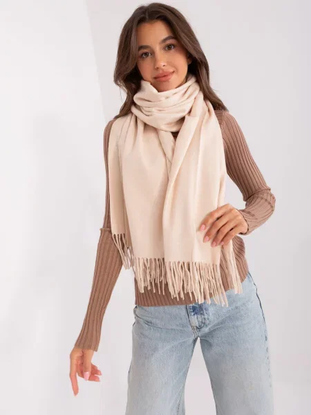 Fular Fashionhunters cu franjuri bej
