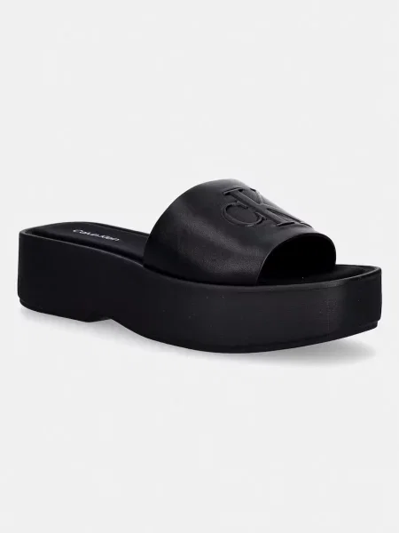 Calvin Klein De piele șlapi negru
