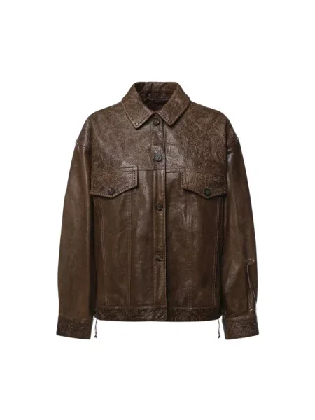 Kurtka skórzana Golden Goose zielona