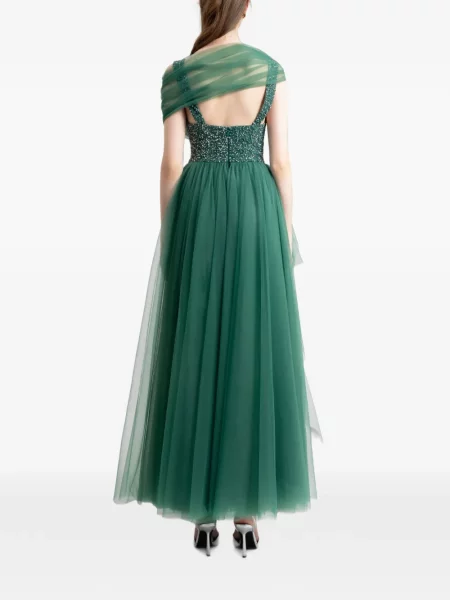 Rochie Gemy Maalouf din tul cu mărgele verde