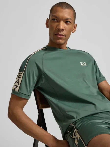 T-shirt z Mieszanka z logo Ea7 Emporio Armani zielona