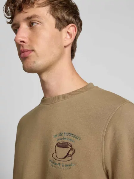 Bluza z wyhaftowanym motywem model ‘HIFOLO’ Blend beżowa