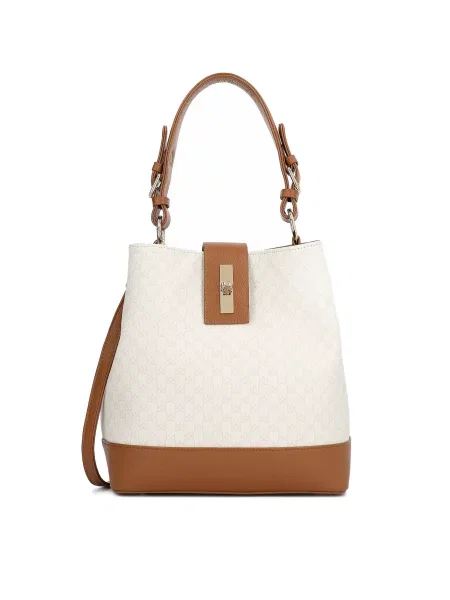Kazar Ročna torbica kremna / rjava / off-bela bela
