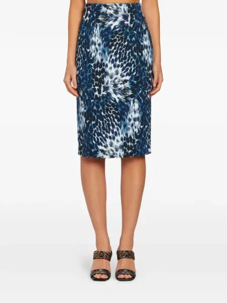 Fustă tip creion Roberto Cavalli cu imagine cu model leopard albastru