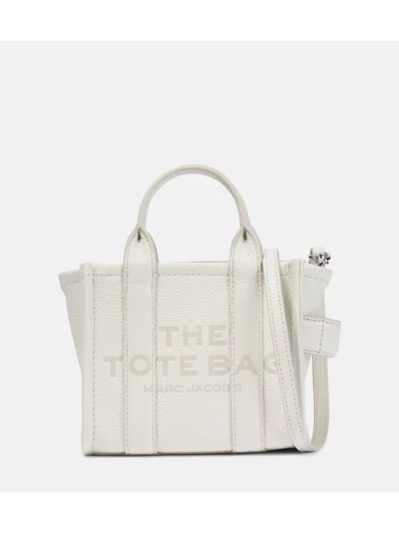 Kožna kožna torba Marc Jacobs srebrena
