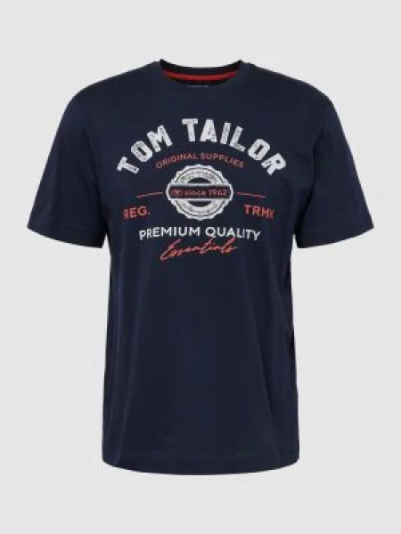 T-shirt z nadrukiem z logo Tom Tailor granatowa