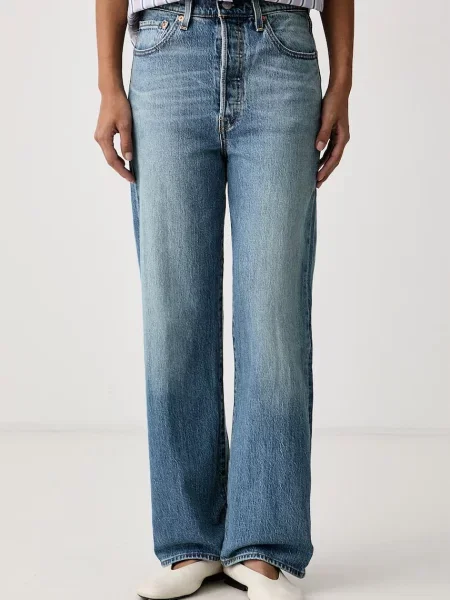 Levi's blugi straight pentru femei RIBCAGE STRAIGHT ANKLE albastru