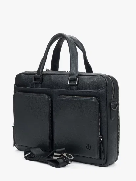 Кожаная сумка для ноутбука Estro черная