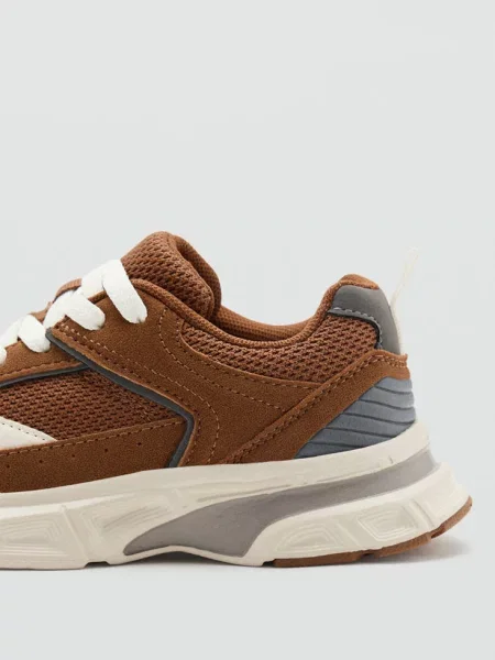 Dwukolorowe sznurowane buty sportowe czekoladowy Dzieci 37 MANGO KIDS