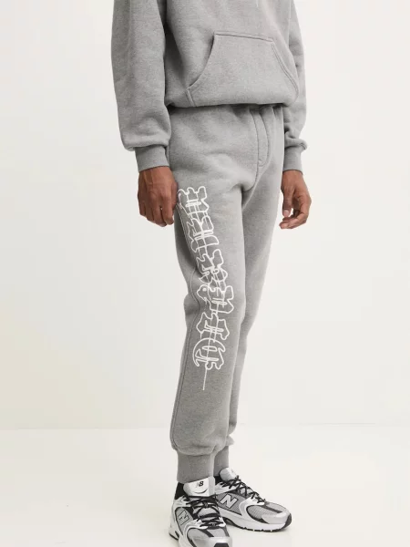 PURPLE BRAND pantaloni de trening din HWT FLEECE JOGGER cu imprimeu gri