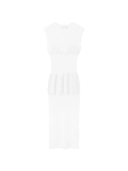 Rochie midi Stella Mccartney fără mâneci tricotate alb