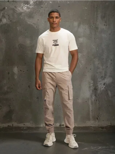 Sinsay Spodnie cargo jogger beżowy