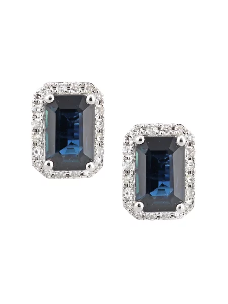 DIAMANT LETERNEL Cercei Ohrstecker aus Weißgold mit Diamant mit Saphir argintiu