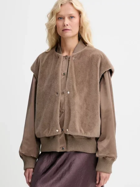 Яке бомбър BOSS преходен модел с уголемена кройка кафяво