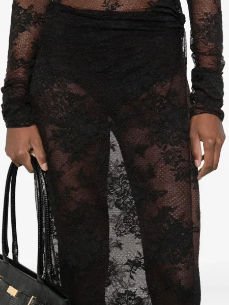Rochie maxi The Andamane din dantelă lungă de costum negru