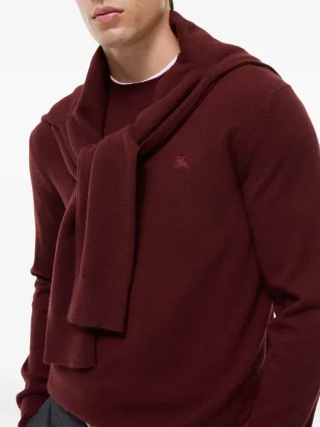 Pulover Burberry cu decolteu rotund roșu