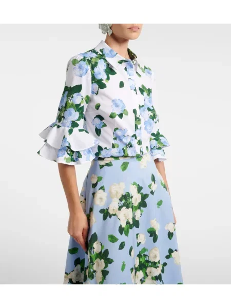 Kvetinová košeľa Carolina Herrera s volánmi biela