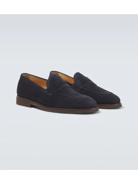 Pantofi loafer Brunello Cucinelli din piele de căprioară albastru