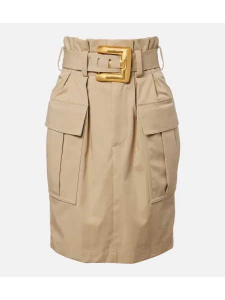 Cu centură fustă midi Balmain bej