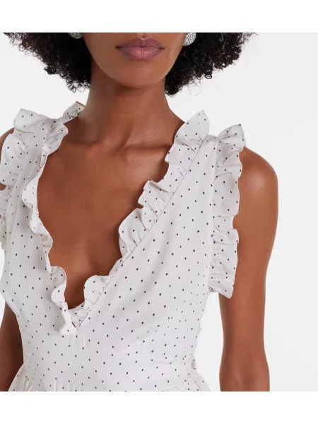 Rochie midi Alessandra Rich de mătase cu buline alb