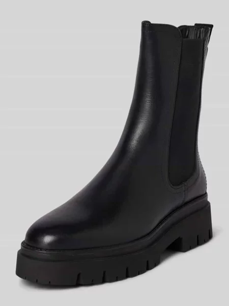 Buty chelsea ze skóry naturalnej Tamaris czarne