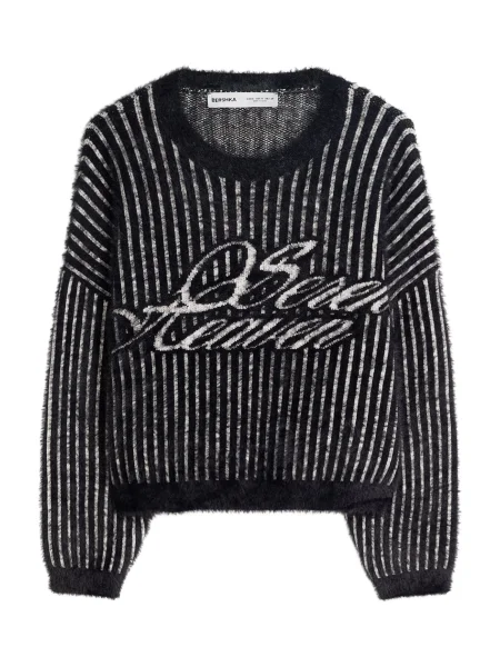 Bershka Svetr černá bílá