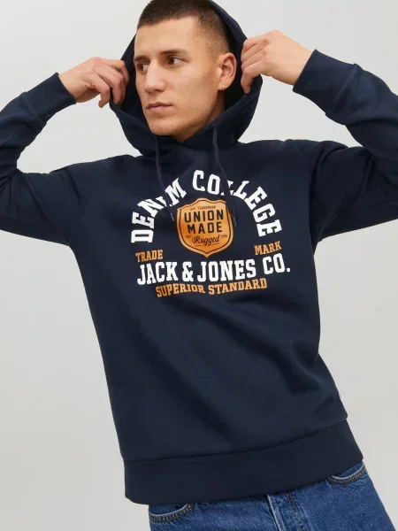 JACK & JONES Majica marine / oranžna / bela