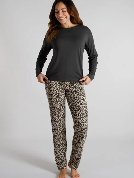 TOM TAILOR Pijama maro / maro cappuccino negru