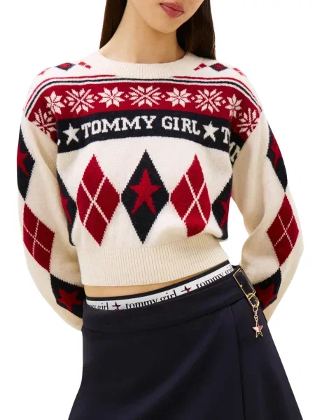 Tommy Jeans pulover de lână bej negru
