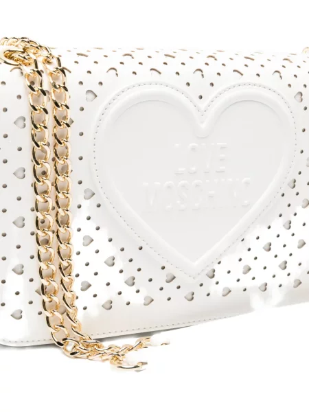 Боди Love Moschino със сърца перфорация бяло