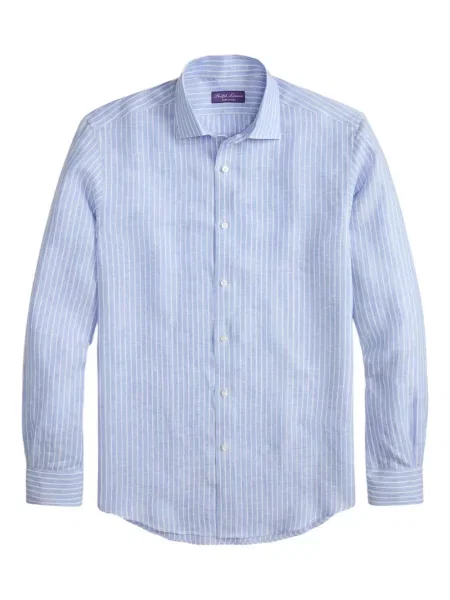 Lněná pruhovaná košile Ralph Lauren Purple Label modrá