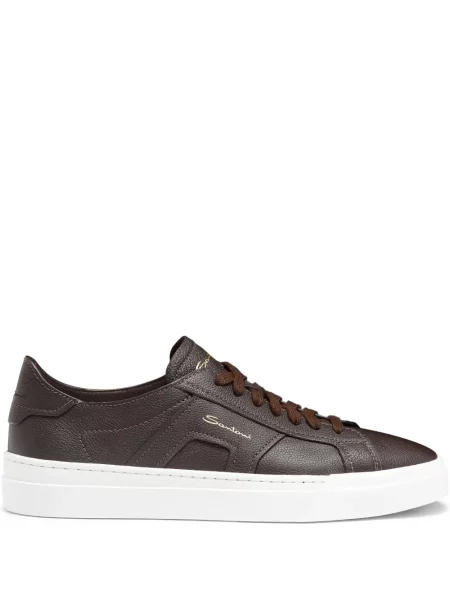 Sneakerși Santoni cu cataramă maro