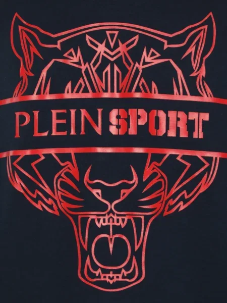 Majica s kapuljačom Plein Sport s printom s uzorkom tigra plava