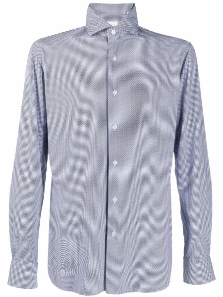 Kostkovaná košile Xacus s potiskem bílá