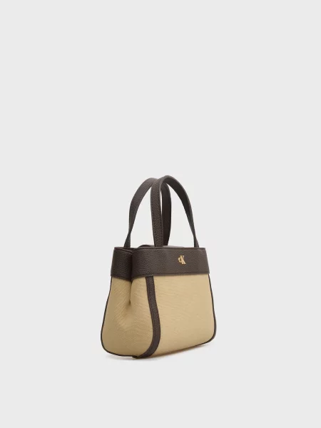 Сумка шоппер Calvin Klein из канваса бежевая