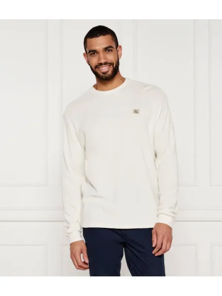 Tricou mânecă lungă Calvin Klein Jeans alb