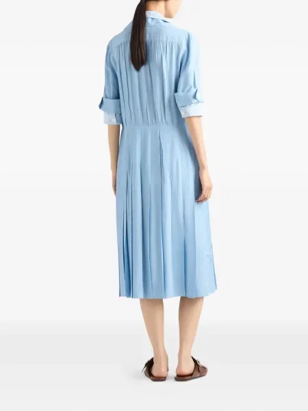 Rochie tip cămașă Prada din poplin de costum albastru