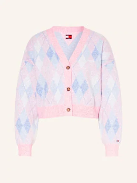 Tommy Jeans Kardigan Argyle růžová